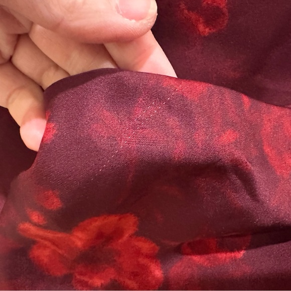 Reformation Ella Satin Midi Skirt Sanguine Red Burgundy Floral High Rise Women 4 - Picture 4 of 5